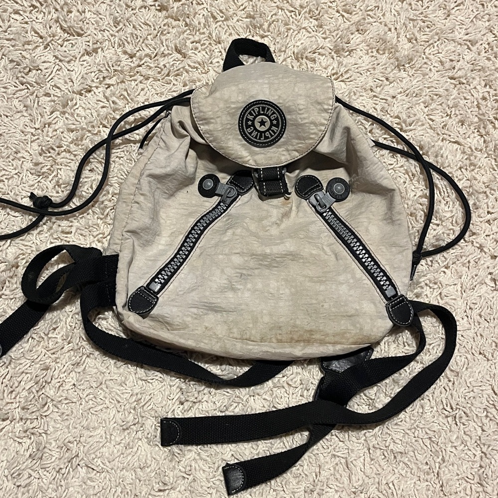 Kipling Cream Backpack with Black Details